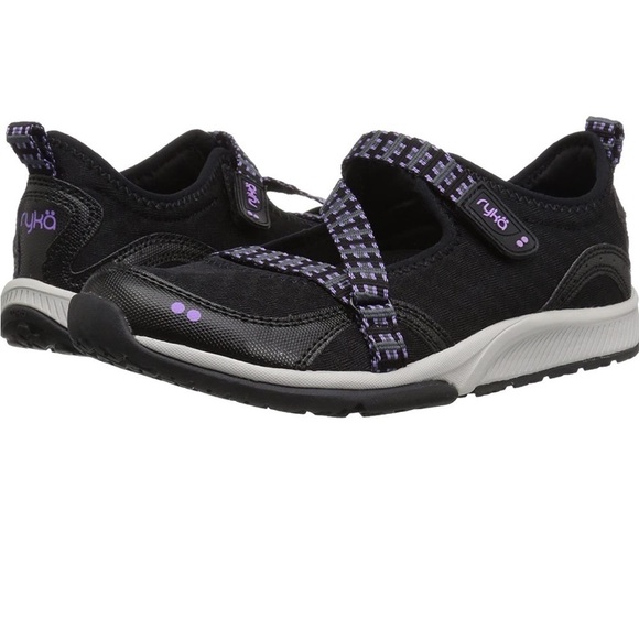 RYKA Kailee Black Purple Mesh Mary Janes Slip On Comfort Shoes ,Size 5M - Picture 1 of 6